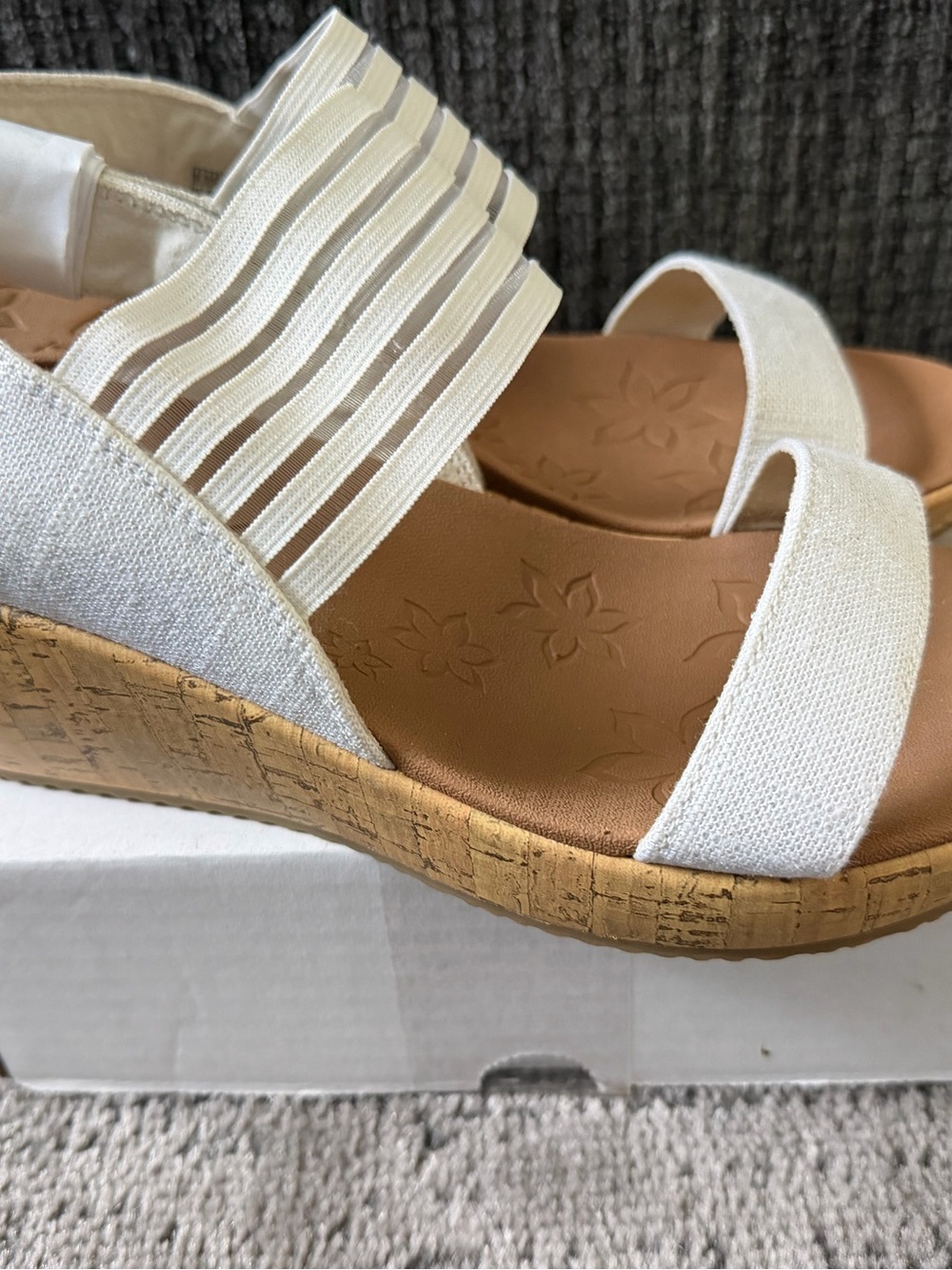 Skechers White and Tan Wedge Sandals - Picture 4 of 9
